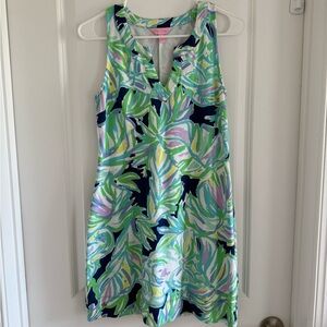 Lilly Pulitzer Green and Blue Leaf Print Mini Dress